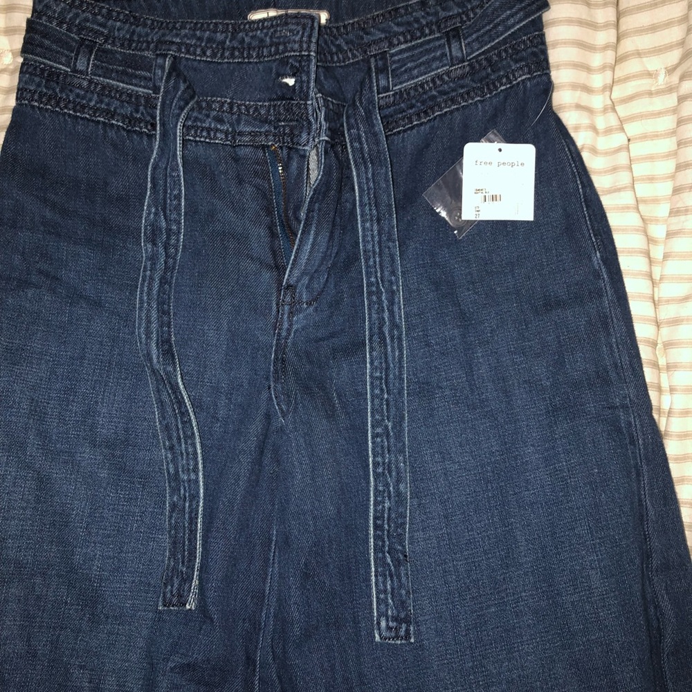 Free people belted bell bottom jean